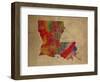 LA Colorful Counties-Red Atlas Designs-Framed Giclee Print