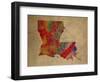 LA Colorful Counties-Red Atlas Designs-Framed Giclee Print