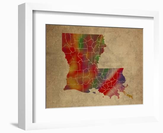 LA Colorful Counties-Red Atlas Designs-Framed Giclee Print