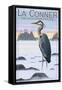 La Conner, Washington - Blue Heron-Lantern Press-Framed Stretched Canvas