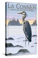 La Conner, Washington - Blue Heron-Lantern Press-Stretched Canvas