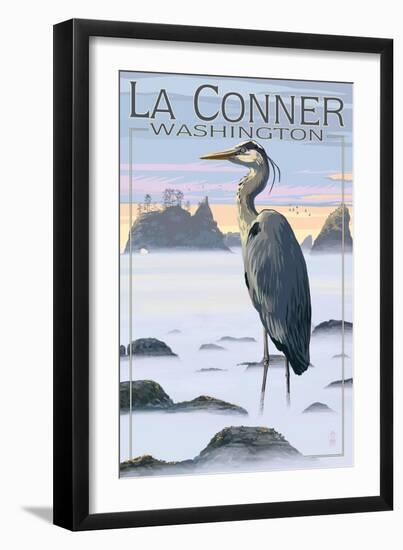La Conner, Washington - Blue Heron-Lantern Press-Framed Art Print