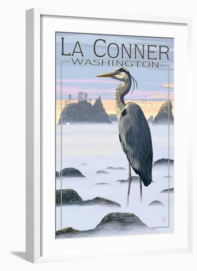 La Conner, Washington - Blue Heron-Lantern Press-Framed Art Print