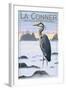 La Conner, Washington - Blue Heron-Lantern Press-Framed Art Print