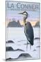La Conner, Washington - Blue Heron-Lantern Press-Mounted Art Print