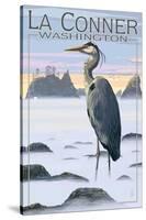 La Conner, Washington - Blue Heron-Lantern Press-Stretched Canvas