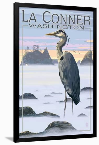 La Conner, Washington - Blue Heron-Lantern Press-Framed Art Print