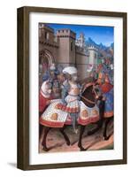 La Conquete de Genes (1507). King Louis XII leaves Alexandria, which he has just subdued.-Jean Bourdichon-Framed Giclee Print