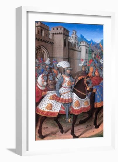 La Conquete de Genes (1507). King Louis XII leaves Alexandria, which he has just subdued.-Jean Bourdichon-Framed Giclee Print