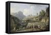 La construction d'un grand chemin-Claude Joseph Vernet-Framed Stretched Canvas