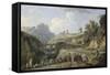 La construction d'un grand chemin-Claude Joseph Vernet-Framed Stretched Canvas