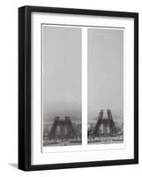 La construction de la Tour Eiffel vue de l'une des tours du palais du Trocadéro-Théophile Féau-Framed Giclee Print