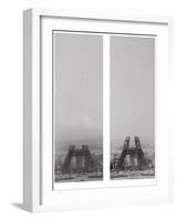 La construction de la Tour Eiffel vue de l'une des tours du palais du Trocadéro-Théophile Féau-Framed Giclee Print