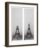 La construction de la Tour Eiffel vue de l'une des tours du palais du Trocadéro-Théophile Féau-Framed Giclee Print