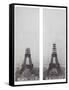 La construction de la Tour Eiffel vue de l'une des tours du palais du Trocadéro-Théophile Féau-Framed Stretched Canvas