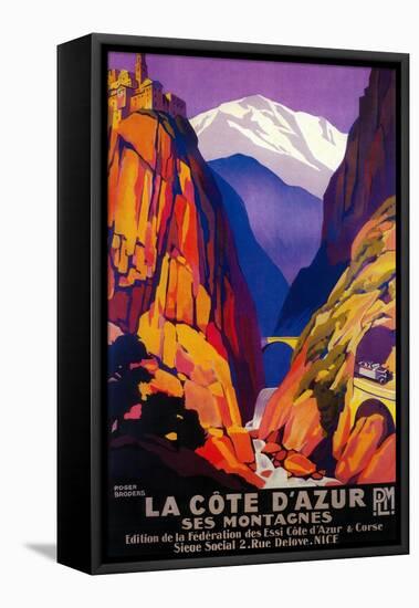 La Cote D'Azur Vintage Poster - Europe-Lantern Press-Framed Stretched Canvas