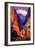 La Cote D'Azur Vintage Poster - Europe-Lantern Press-Framed Art Print