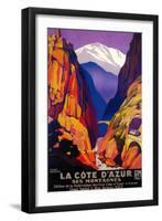 La Cote D'Azur Vintage Poster - Europe-Lantern Press-Framed Art Print