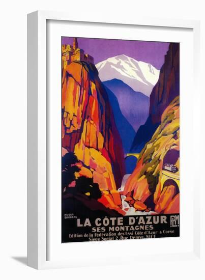 La Cote D'Azur Vintage Poster - Europe-Lantern Press-Framed Art Print