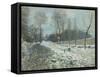 La Côte du Coeur, Volant à Marly sous la neige, dit autrefois "Route de Louveciennes", neige-Alfred Sisley-Framed Stretched Canvas