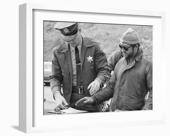 La Country Sheriffs Stopping Hell's Angels to Fingerprint Them and Take their Pictures-null-Framed Photographic Print