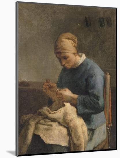 La couseuse-Jean-François Millet-Mounted Giclee Print