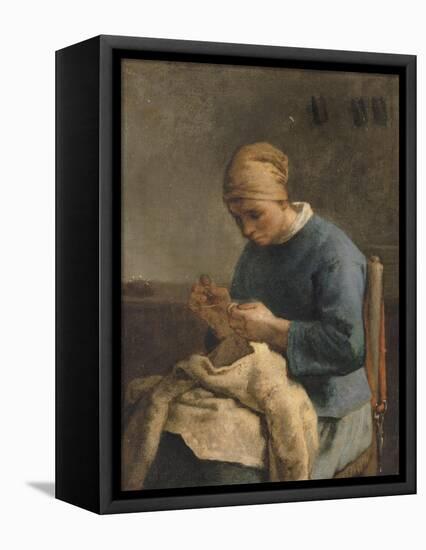 La couseuse-Jean-François Millet-Framed Stretched Canvas