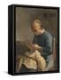 La couseuse-Jean-François Millet-Framed Stretched Canvas