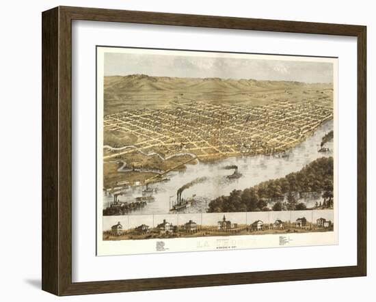 La Crosse, Wisconsin - Panoramic Map-Lantern Press-Framed Art Print