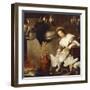 La Cuoca - a Kitchen Maid Plucking a Goose in an Interior-Bernardo Strozzi-Framed Giclee Print