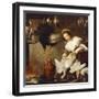 La Cuoca - a Kitchen Maid Plucking a Goose in an Interior-Bernardo Strozzi-Framed Giclee Print