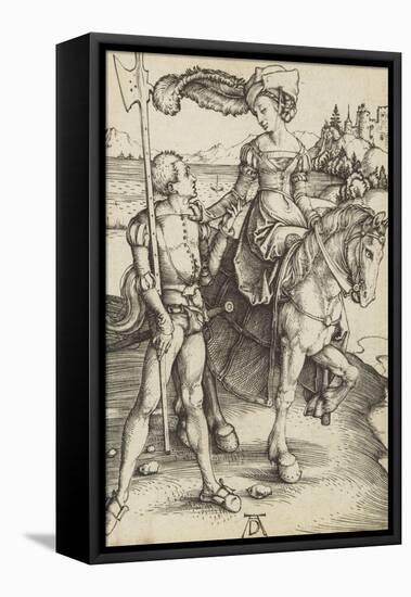 La dame à cheval et le Lansquenet-Albrecht Dürer-Framed Stretched Canvas