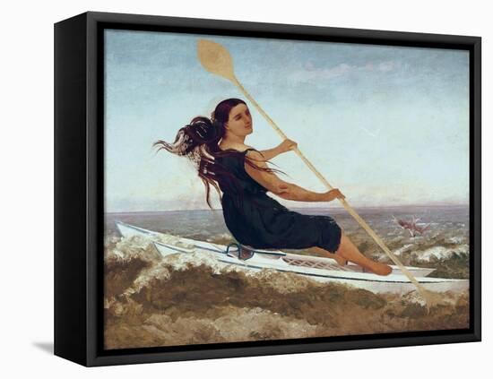 La dame au podoscaphe-Gustave Courbet-Framed Stretched Canvas