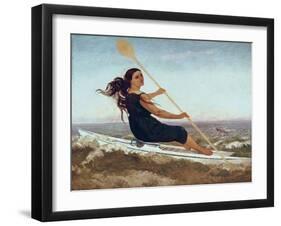 La dame au podoscaphe-Gustave Courbet-Framed Giclee Print
