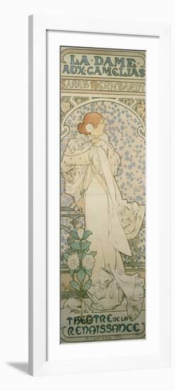 La Dame Aux Camelias with Sarah Bernhardt. Poster for the Theatre De La Renaissance, 1896-Alphonse Mucha-Framed Premium Giclee Print