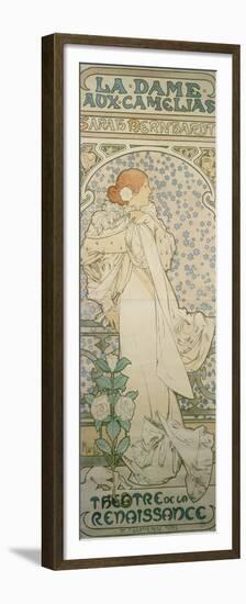 La Dame Aux Camelias with Sarah Bernhardt. Poster for the Theatre De La Renaissance, 1896-Alphonse Mucha-Framed Premium Giclee Print