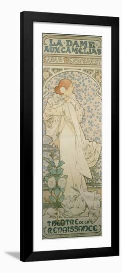 La Dame Aux Camelias with Sarah Bernhardt. Poster for the Theatre De La Renaissance, 1896-Alphonse Mucha-Framed Premium Giclee Print