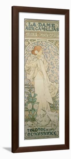 La Dame Aux Camelias with Sarah Bernhardt. Poster for the Theatre De La Renaissance, 1896-Alphonse Mucha-Framed Giclee Print