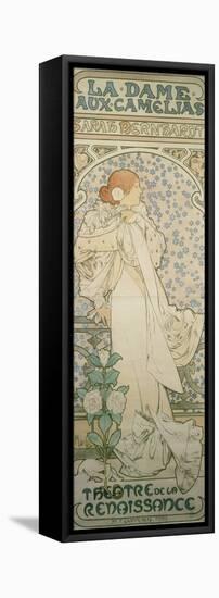 La Dame Aux Camelias with Sarah Bernhardt. Poster for the Theatre De La Renaissance, 1896-Alphonse Mucha-Framed Stretched Canvas