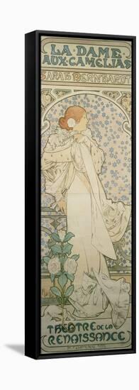 La Dame Aux Camelias with Sarah Bernhardt. Poster for the Theatre De La Renaissance, 1896-Alphonse Mucha-Framed Stretched Canvas