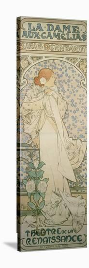 La Dame Aux Camelias with Sarah Bernhardt. Poster for the Theatre De La Renaissance, 1896-Alphonse Mucha-Stretched Canvas