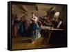 La Danse D'ouverture (The Opening Dance). Scene Dans Un Cafe, La Serveuse, L'air Rejoui Et Les Pied-Ferdinand Georg Waldmuller-Framed Stretched Canvas
