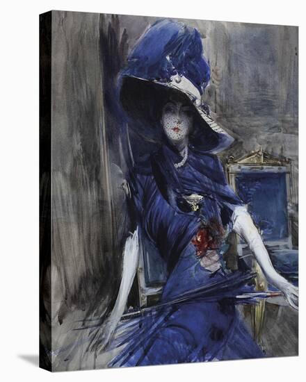 La Divina in Blu-Giovanni Boldini-Stretched Canvas