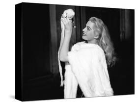 La Dolce Vita by FredericoFellini with Anita Ekberg, 1960 (Palmed'or, 1960) (b/w photo)-null-Stretched Canvas