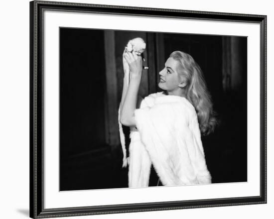 La Dolce Vita by FredericoFellini with Anita Ekberg, 1960 (Palmed'or, 1960) (b/w photo)-null-Framed Photo