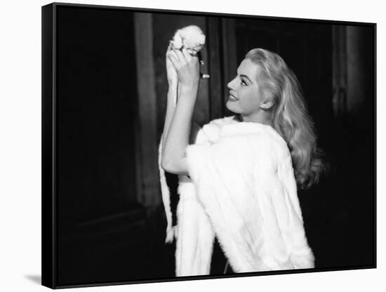 La Dolce Vita by FredericoFellini with Anita Ekberg, 1960 (Palmed'or, 1960) (b/w photo)-null-Framed Stretched Canvas