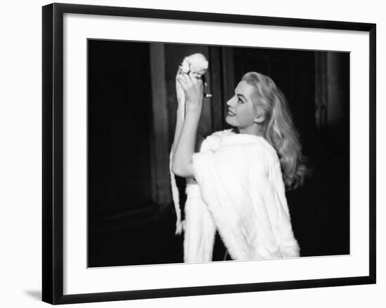 La Dolce Vita by FredericoFellini with Anita Ekberg, 1960 (Palmed'or, 1960) (b/w photo)-null-Framed Photo