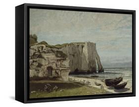 La falaise d'Etretat après l'orage-Gustave Courbet-Framed Stretched Canvas