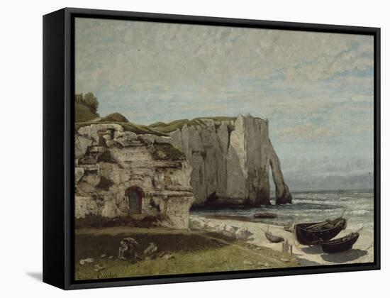 La falaise d'Etretat après l'orage-Gustave Courbet-Framed Stretched Canvas