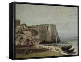 La falaise d'Etretat après l'orage-Gustave Courbet-Framed Stretched Canvas